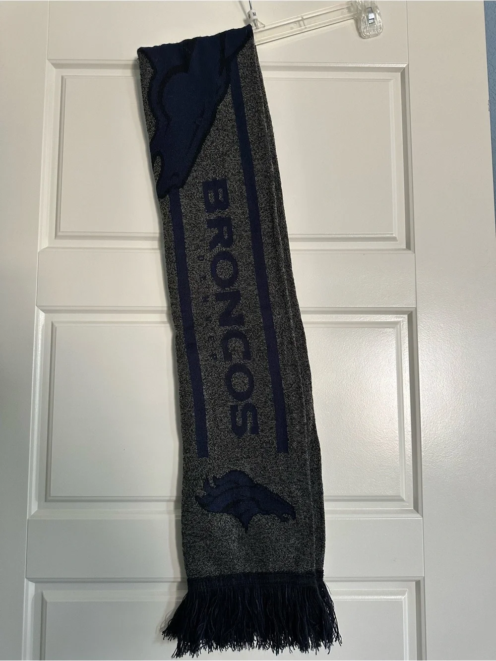 Denver Broncos Knit Scarf in Gray and Navy